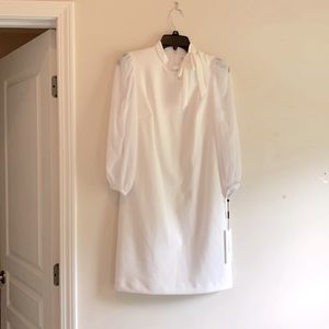 size 2/4/10 Calvin Klein lace long lace sleeves Tie Front White shirt dress NWT